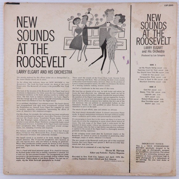Larry Elgart & His Orchestra New Sounds At The Roosevelt 1959 LP Record LSP-2045 - Picture 2 of 16